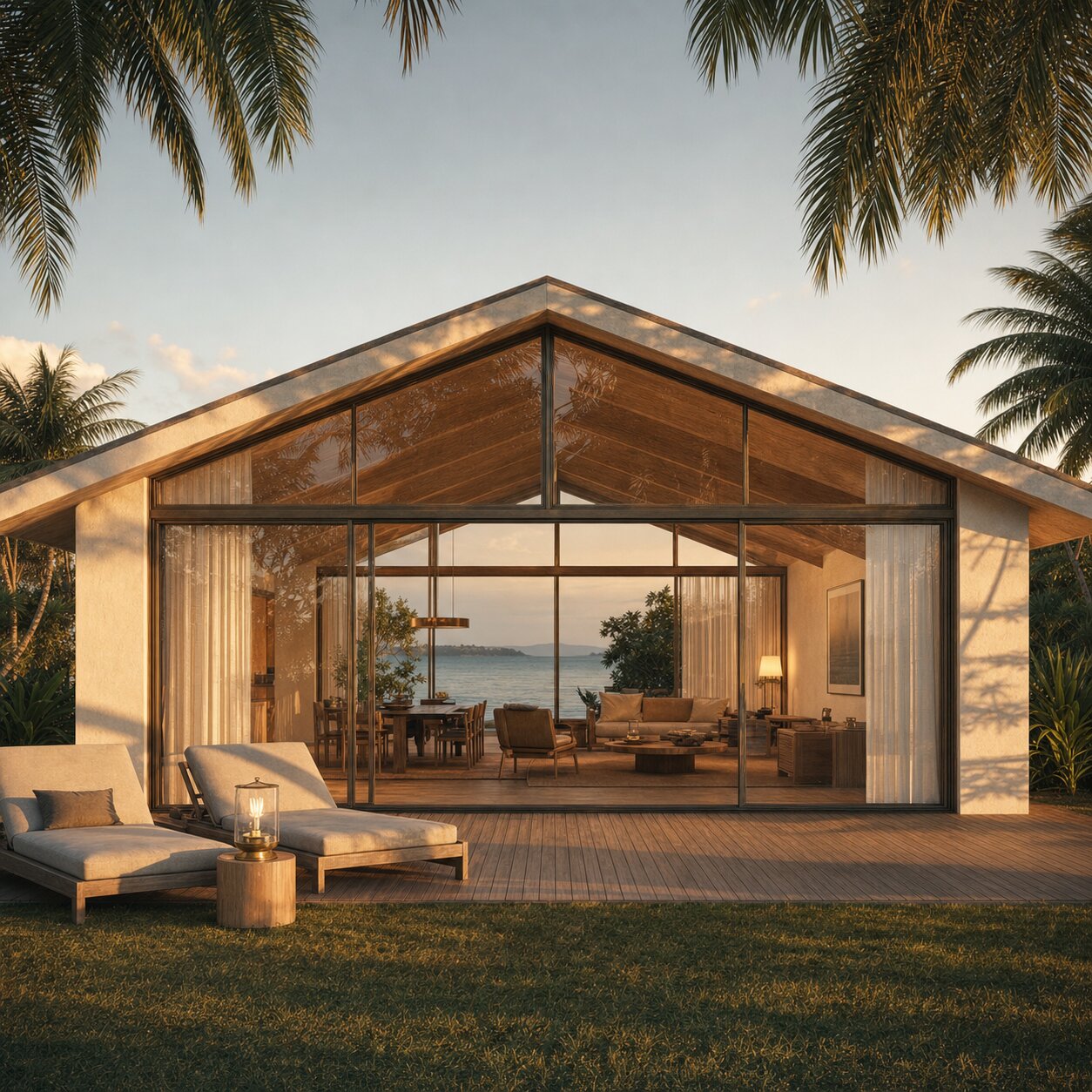Two-bedroom villa at golden hour